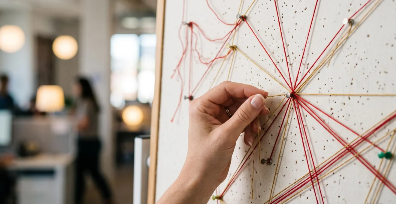 Représentation symbolique d'un réseau de relations clients organisées et connectées, illustrant la maîtrise du parcours de conversion grâce à un CRM