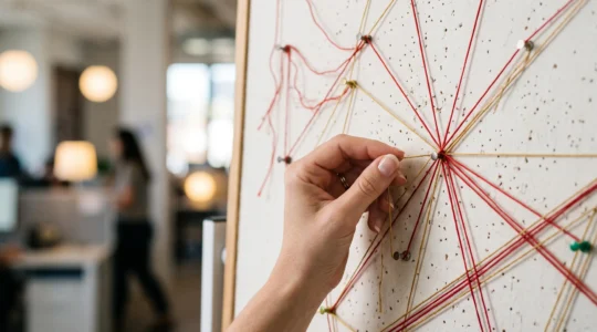 Représentation symbolique d'un réseau de relations clients organisées et connectées, illustrant la maîtrise du parcours de conversion grâce à un CRM